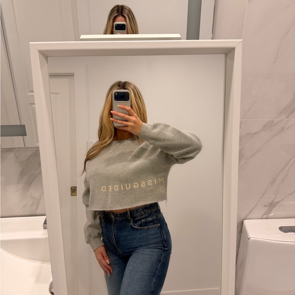 Missguided Light Gray Cropped Top
